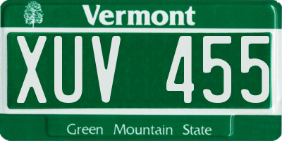 VT license plate XUV455