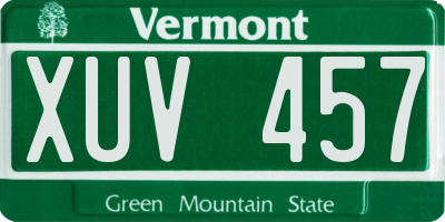 VT license plate XUV457