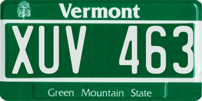 VT license plate XUV463