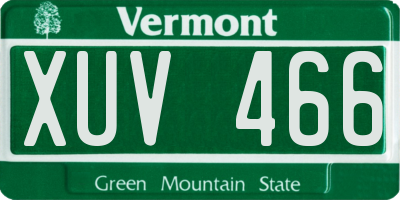 VT license plate XUV466