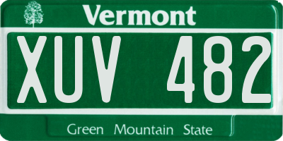 VT license plate XUV482