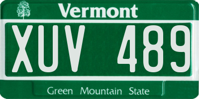 VT license plate XUV489