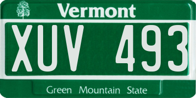 VT license plate XUV493