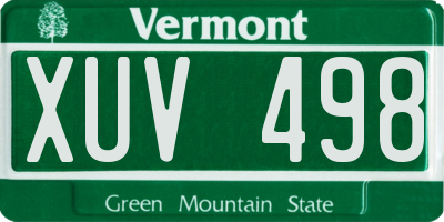 VT license plate XUV498