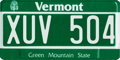 VT license plate XUV504