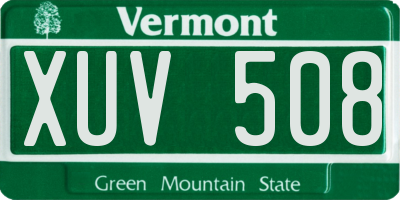 VT license plate XUV508