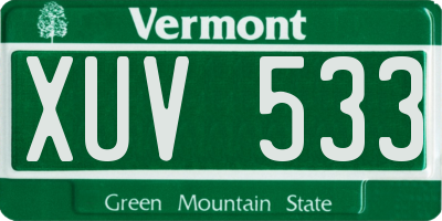 VT license plate XUV533