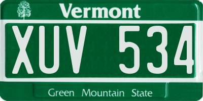 VT license plate XUV534