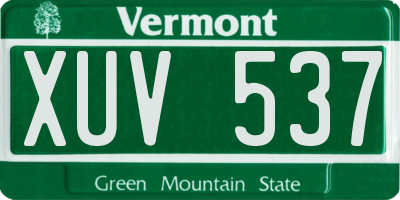 VT license plate XUV537