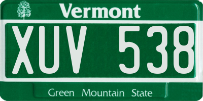 VT license plate XUV538