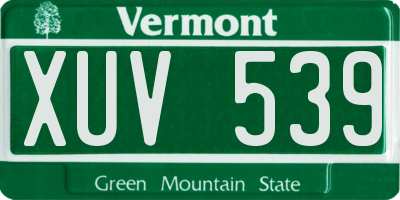 VT license plate XUV539
