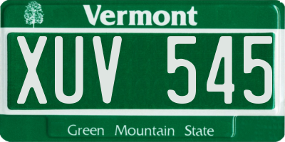 VT license plate XUV545