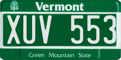 VT license plate XUV553