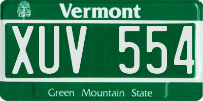 VT license plate XUV554