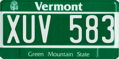 VT license plate XUV583