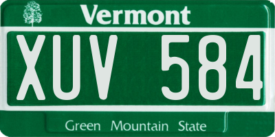 VT license plate XUV584