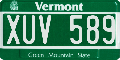 VT license plate XUV589