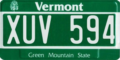 VT license plate XUV594