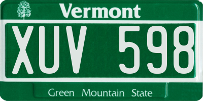 VT license plate XUV598