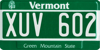 VT license plate XUV602