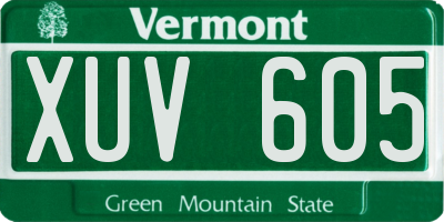 VT license plate XUV605