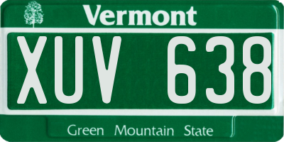 VT license plate XUV638