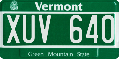 VT license plate XUV640