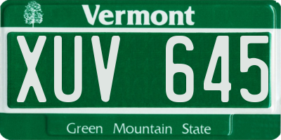 VT license plate XUV645