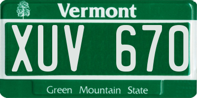 VT license plate XUV670