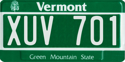 VT license plate XUV701