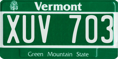 VT license plate XUV703