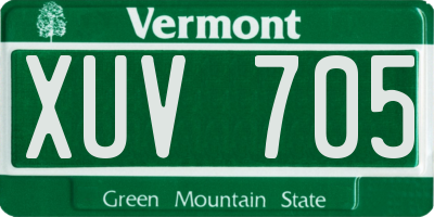 VT license plate XUV705