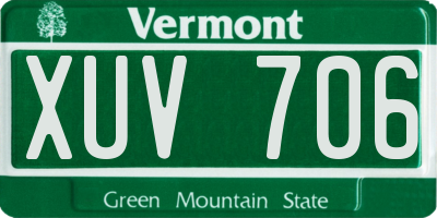 VT license plate XUV706