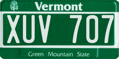 VT license plate XUV707