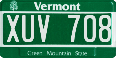 VT license plate XUV708