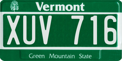 VT license plate XUV716
