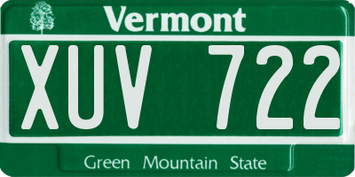 VT license plate XUV722