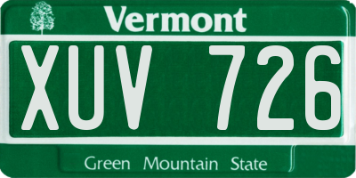 VT license plate XUV726