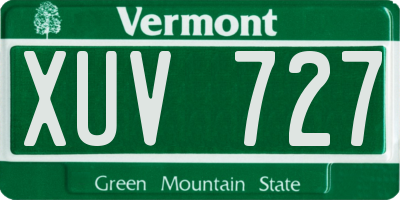 VT license plate XUV727