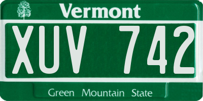 VT license plate XUV742