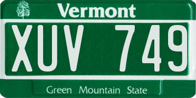 VT license plate XUV749