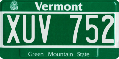 VT license plate XUV752