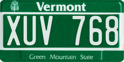 VT license plate XUV768