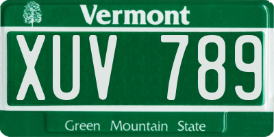 VT license plate XUV789
