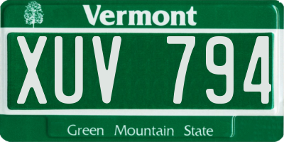 VT license plate XUV794