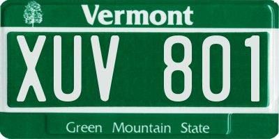 VT license plate XUV801
