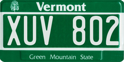 VT license plate XUV802