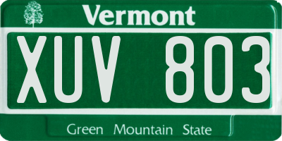 VT license plate XUV803