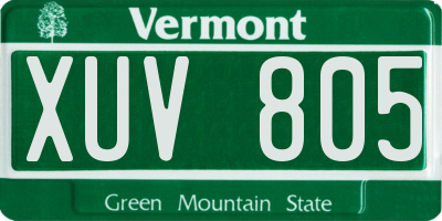 VT license plate XUV805