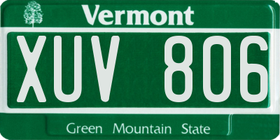 VT license plate XUV806